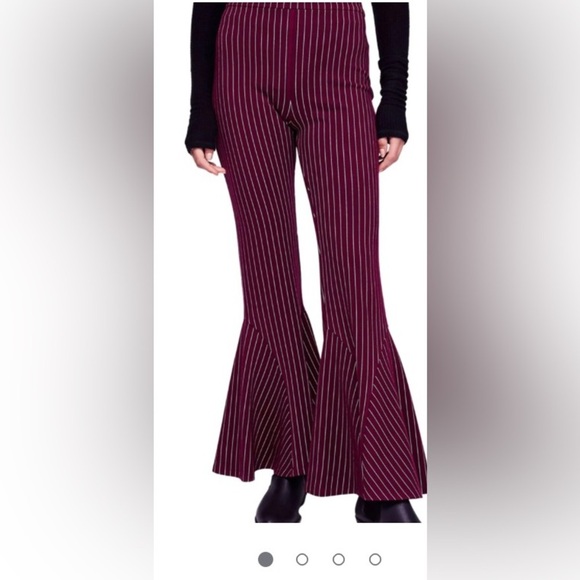 Free people nwt flare striped pants Burgundy Pants - Picture 2 of 6